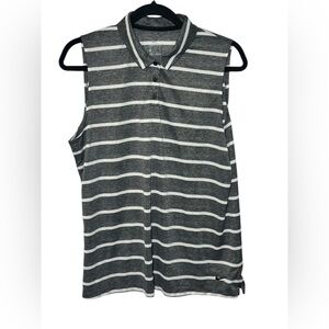 Nike Women's‎ Dri-Fit Lightweight Striped Sleeveless Polo Grey and White Size XL